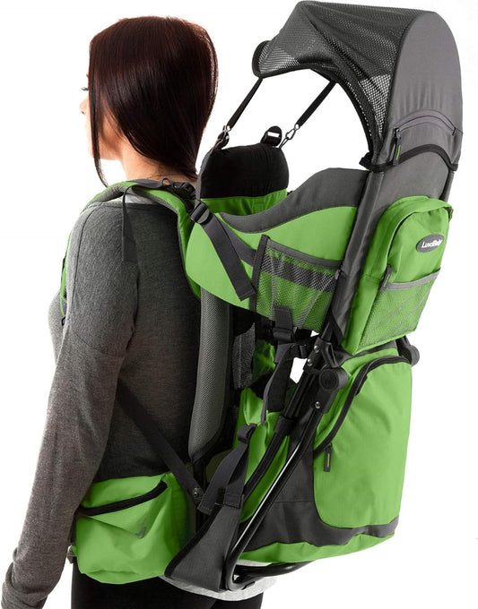 Hiking Baby Carrier Backpack - Comfortable Baby Backpack Carrier - Toddler Hiking Backpack Carrier - Child Carrier Backpack System with Diaper Change Pad, Insulated Pocket + Rain and Sun Hood