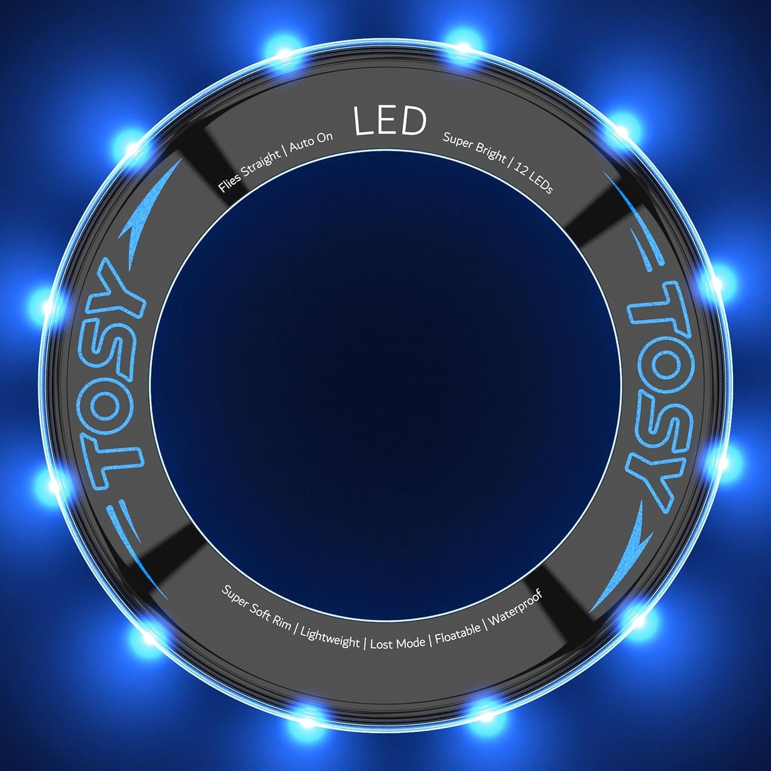 Flying Ring - 12 Leds, Super Bright, Soft, Auto Light Up, Safe, Waterproof, Lightweight Frisbee, Cool Birthday, Camping, Easter Basket Stuffers & Outdoor/Indoor Gift Toy for Boys/Girls/Kids